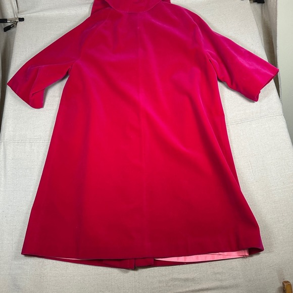 Vintage 60s retro Sport Ease Fashions Hot Pink Velvet Bow Neck swing coat 50s - Picture 4 of 13